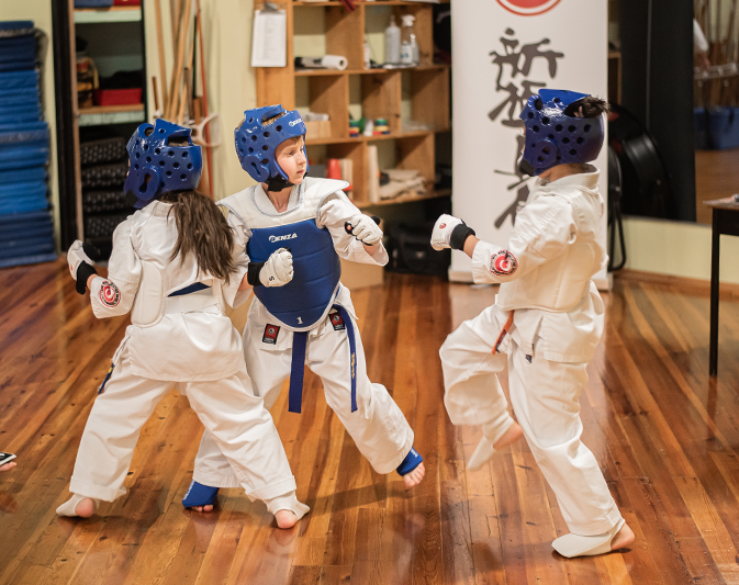 Karate exam technique in progress